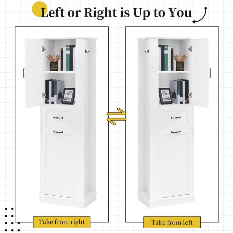 Modern Tall Storage Cabinet - Tilt-Out Compartment,Adjustable Shelves,80LBS Capacity,Soft-Close Hinges,Aluminum Alloy Handles