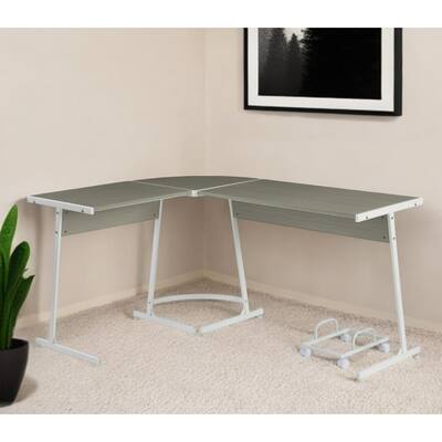 58" Gray and White L Shape Computer Desk