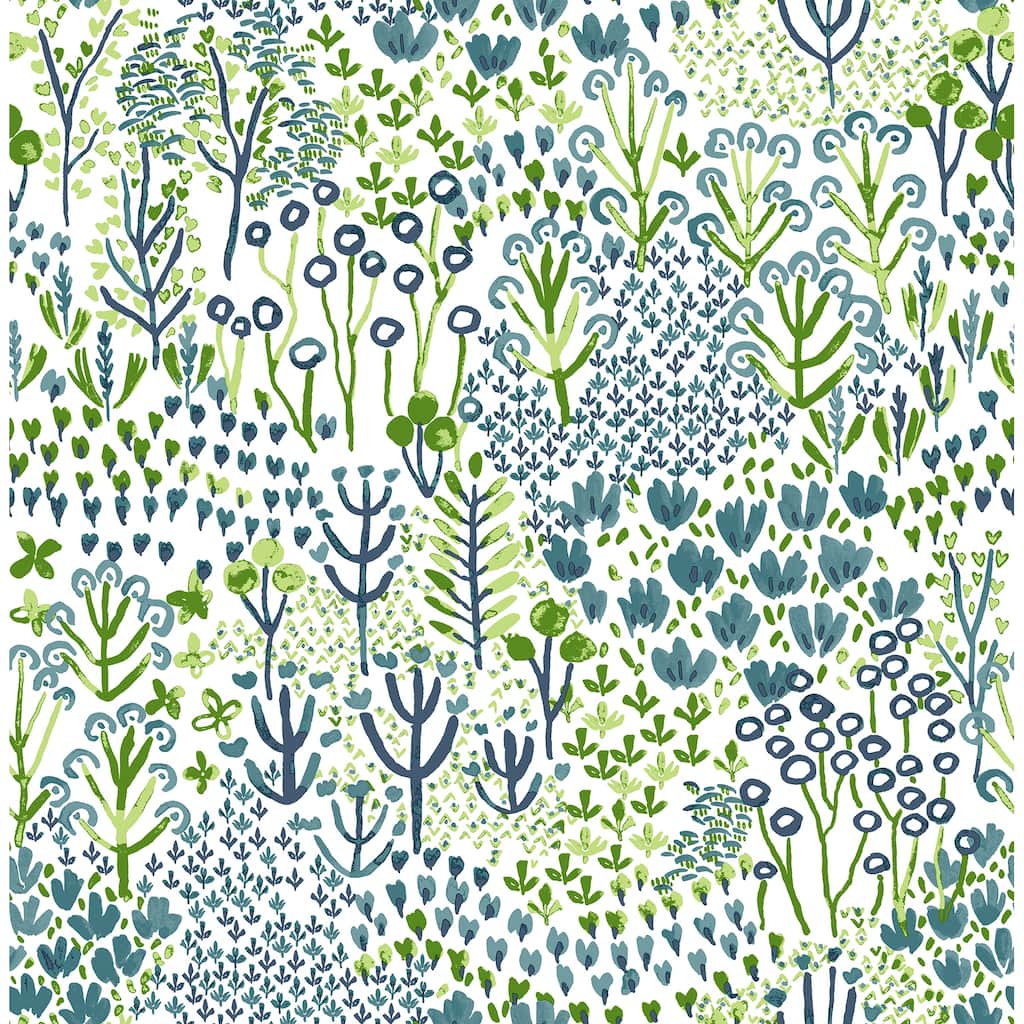 A-Street Prints Chilton Teal Wildflowers Wallpaper