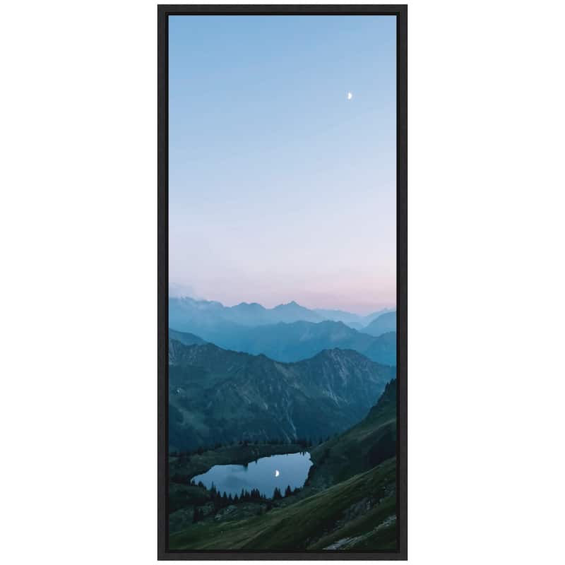 Kate and Laurel Sylvie Moonrise over the Mountain Lake in the German Alps Framed Canvas by Michael Schauer