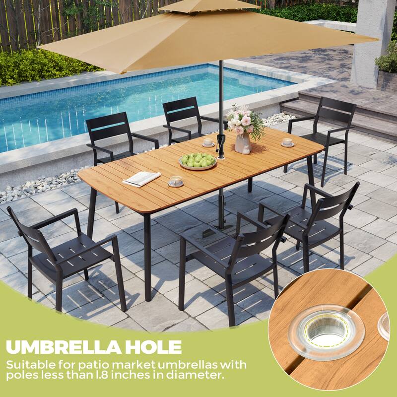 Pellebant Patio Dining Table Rectangular Aluminum Outdoor Table