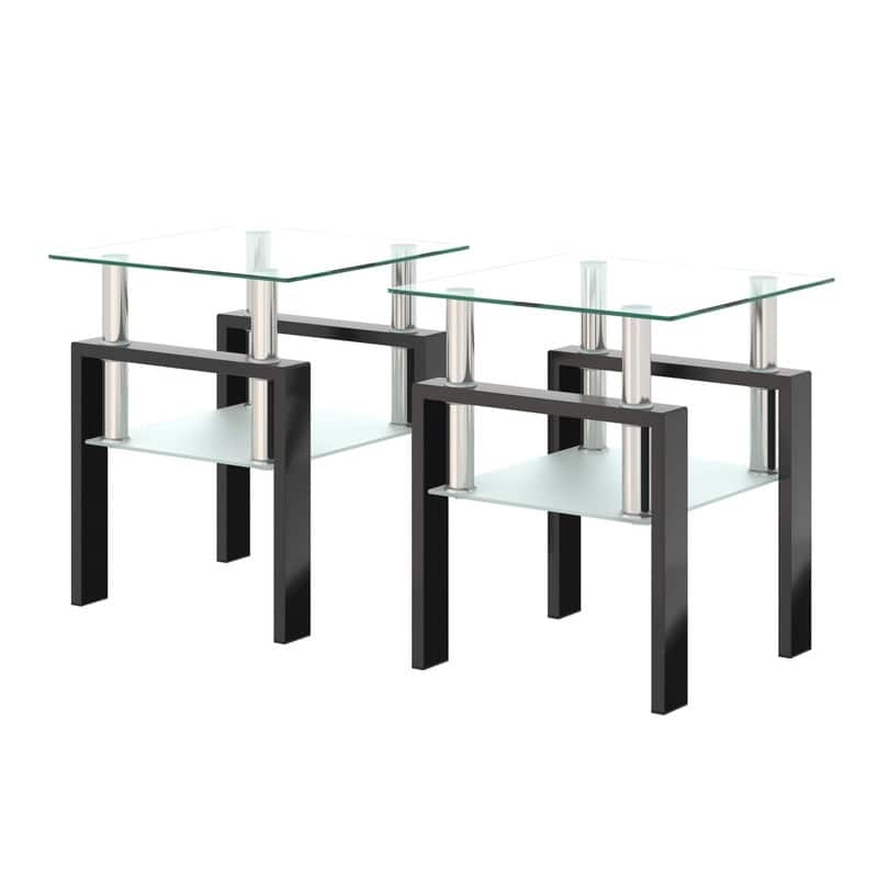 1-Piece or 2-Piece Tempered Glass End Table