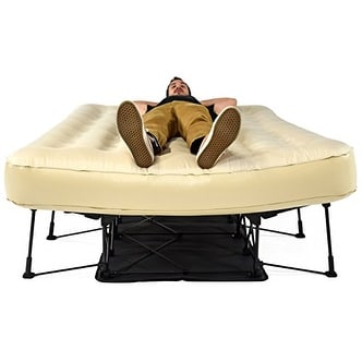 Ez bed store with folding frame
