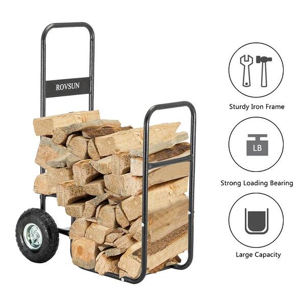 Shop Firewood Cart Wood Hauler Fireplace Log Carrier Mover W