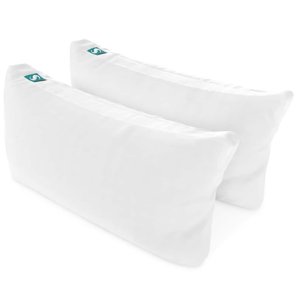 Sleepgram Bed Support Sleeping Pillow with Microfiber Cover, Queen Size, White - N/A