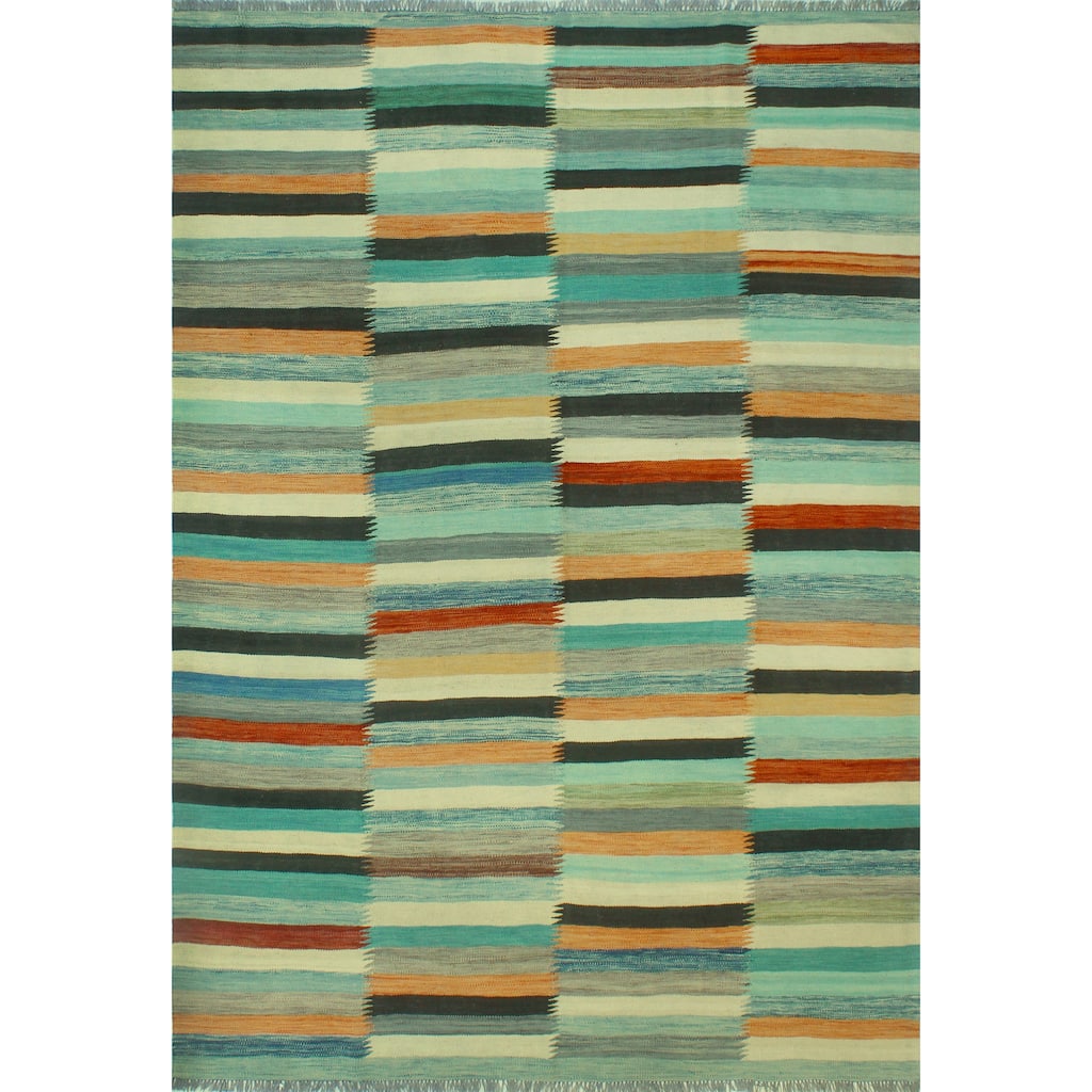 Noori Rug Winchester Flatweave Johanny Black/Blue Rug - 6'5" x 9'8"