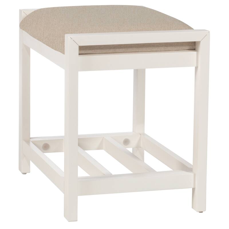 Hillsdale Amelia Backless Wood Vanity Stool, White - 21" x 14.5" x 18.5"