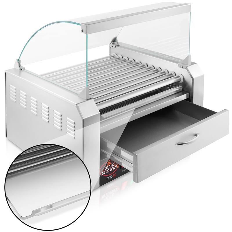 Electric Hot Dog Roller Grill Cooker Machines with Bun Warmer