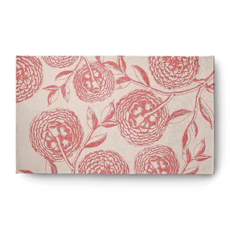 Antique Flowers Spring Chenille Rug - Blush Coral - 3' x 5'