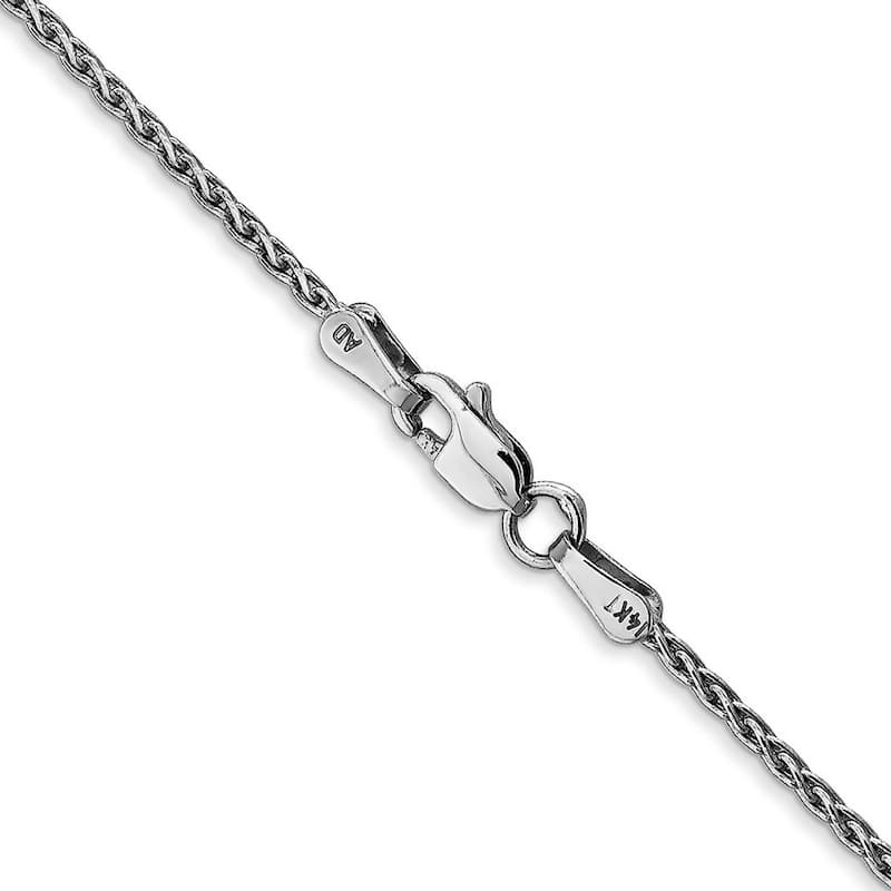 Curata 14k White Gold Solid Lobster Claw Closure 1.5mm Round Wheat Chain Bracelet
