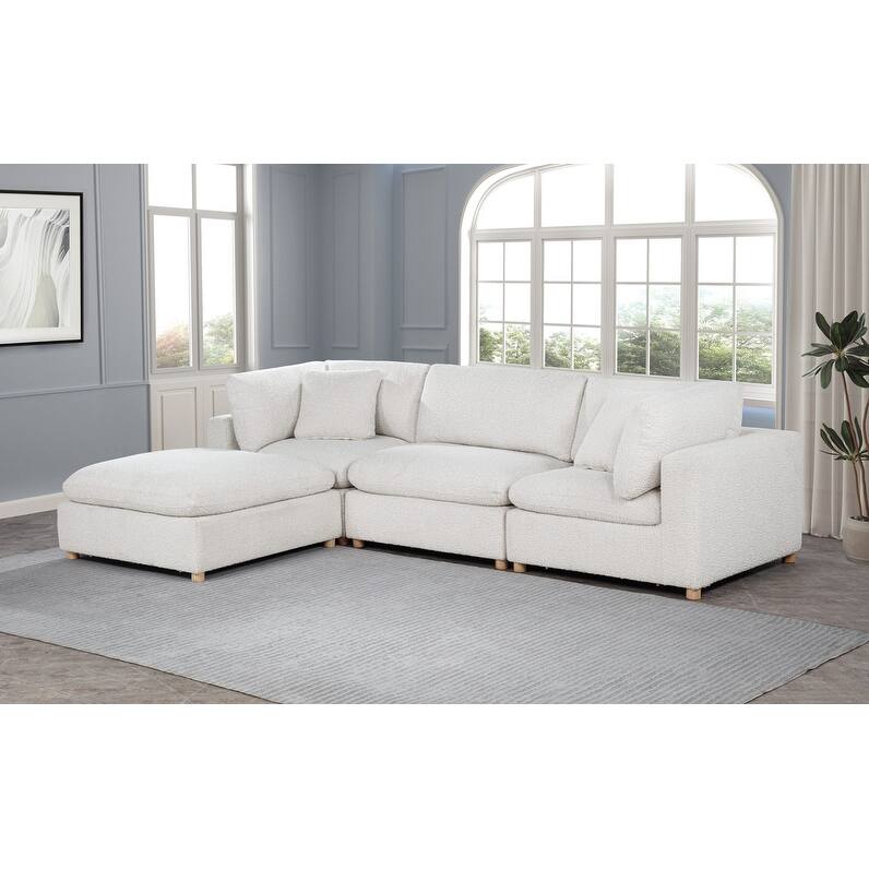 Best Quality Furniture 4-Piece Sectional Boucle Fabric