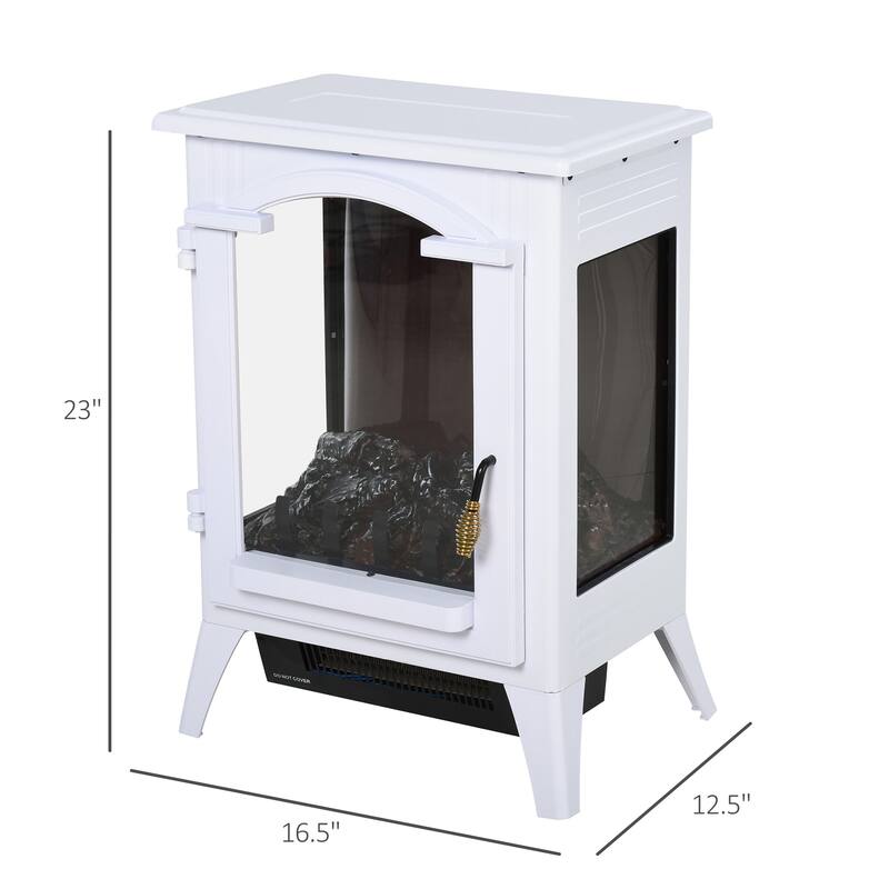 23" Electric Fireplace Heater, Fire Place Stove with Realistic LED Flames and Logs and Overheating Protection, 750W/1500W