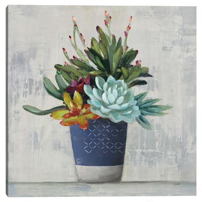 Succulent Still Life I Navy by Julia Purinton Canvas Art Print