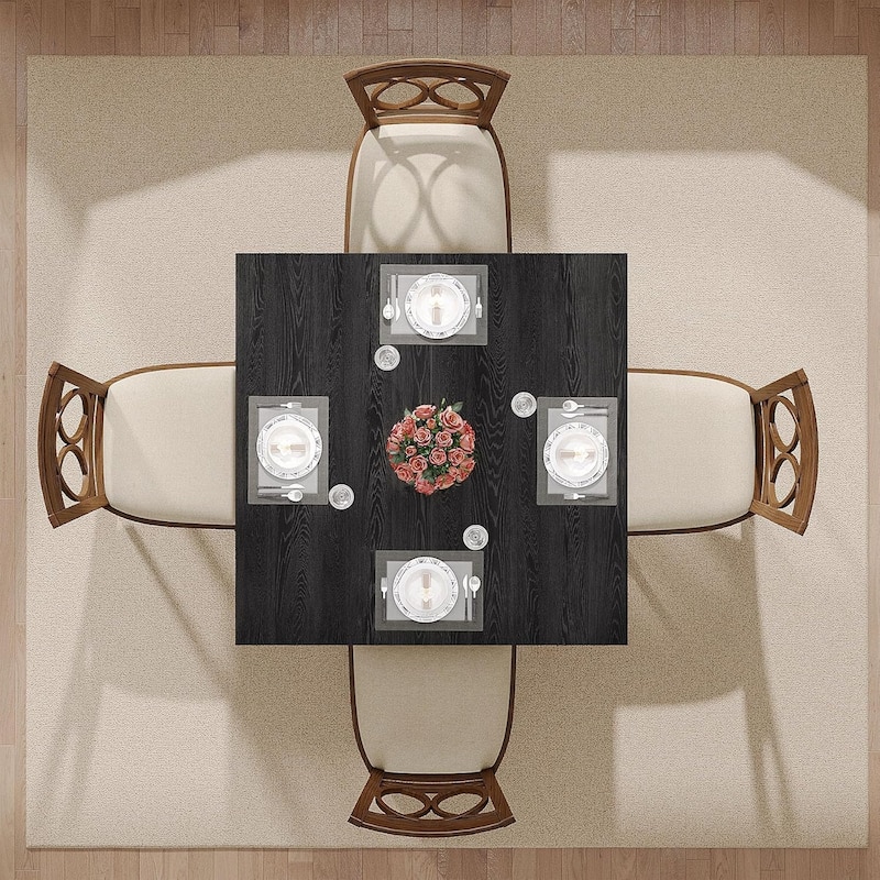 Modern Minimalist Wood 4-Person Square Kitchen/Dining Table with Solid Wood Legs for Home Kitchen/Living/Dining Room