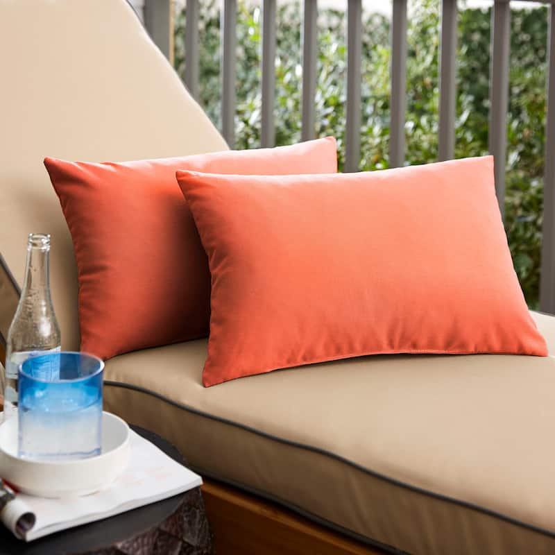 Sunbrella Melon/Coral Indoor/Outdoor Knife Edge Pillow (Set of 2) - 13 in L x 20 in W