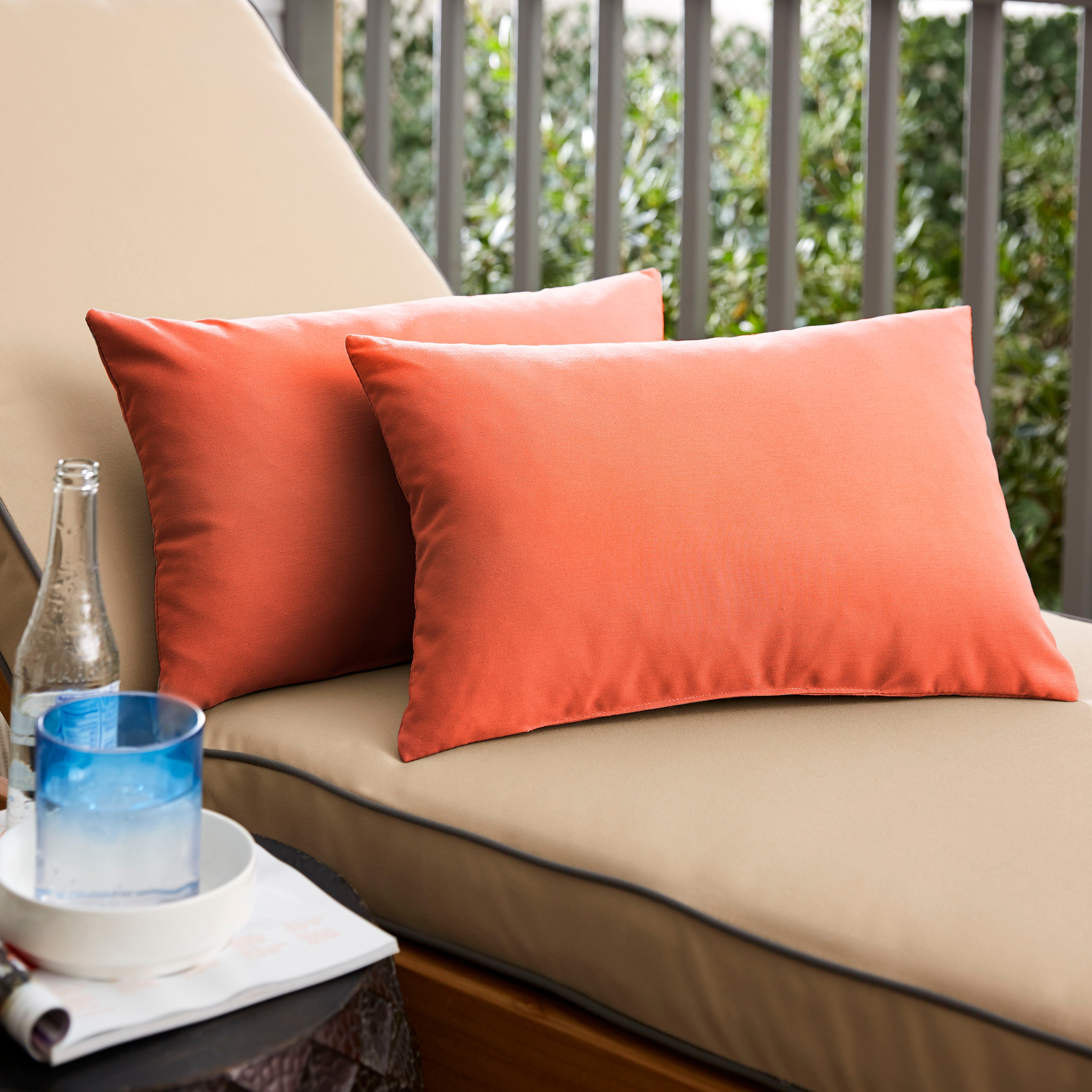 Sunbrella Melon/Coral Indoor/Outdoor Knife Edge Pillow (Set of 2)