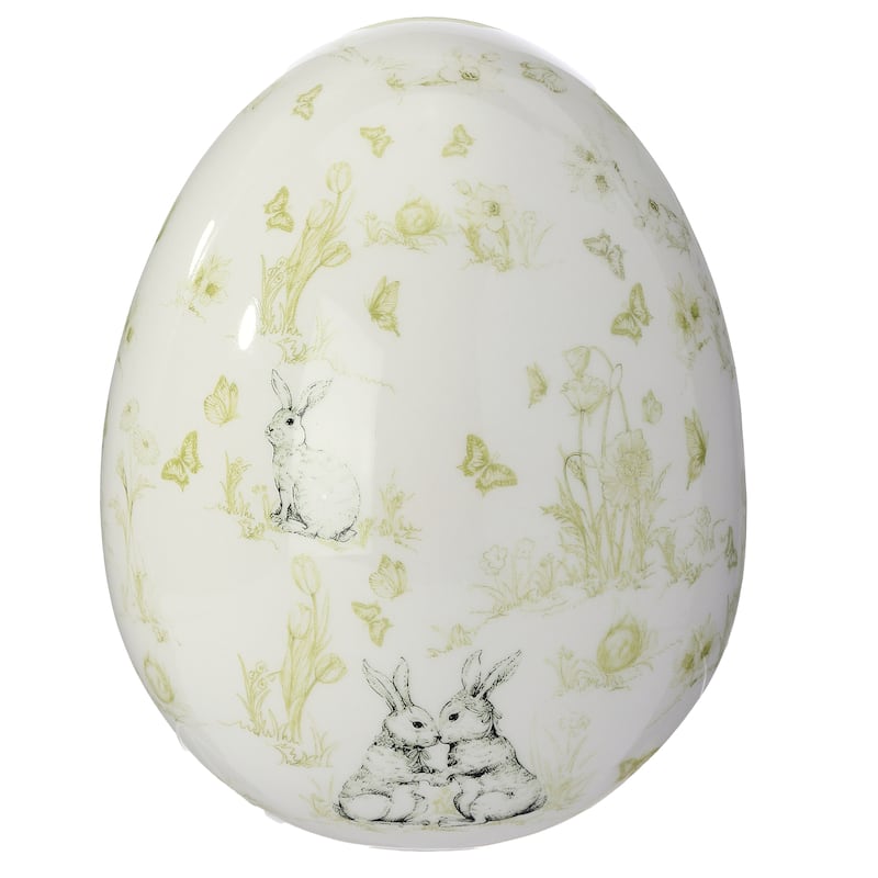 7" Dolomite Bunny Toile Egg