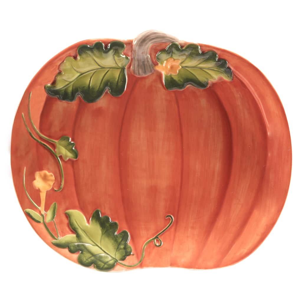 Certified International Harvest Morning Pumpkin Platter, 13.75" x 11.5" - 13.75" x 11.5"