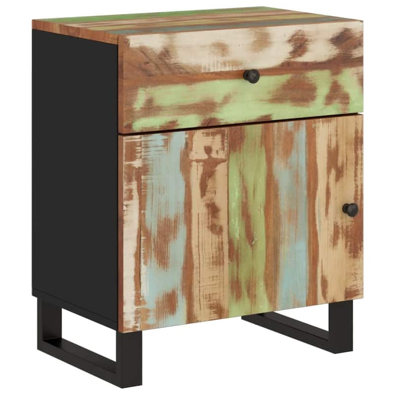 vidaXL Bedside Cabinet 19.7"x13"x23.6" Solid Wood Mango&Engineered Wood