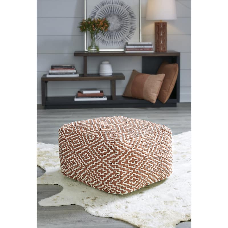 Signature Design by Ashley Brynnsen Pouf - Rust/Ivory
