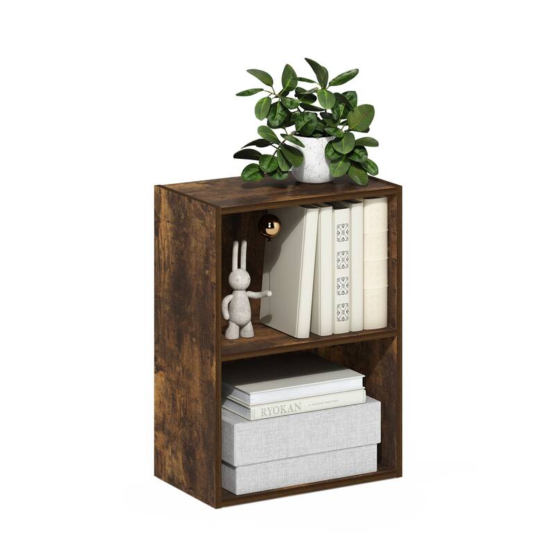21 in. Tall Pine Wood 2-Shelf Bookcase