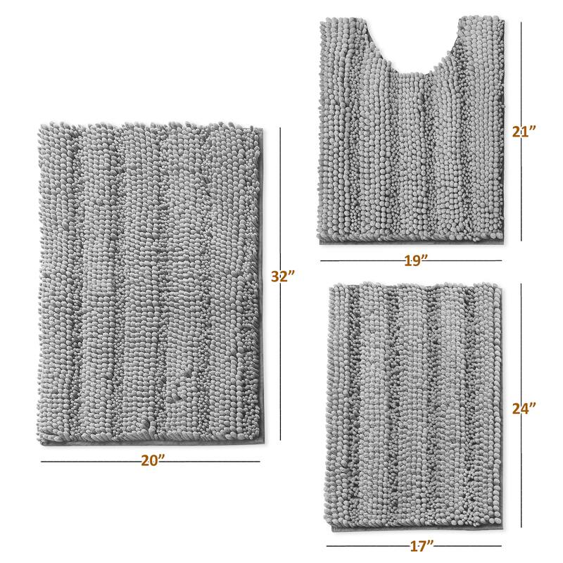 Clara Clark Chenille Extra Soft and Absorbent Bath Mat - Non Slip Fast Drying Bath Rug Set