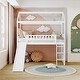 preview thumbnail 16 of 19, Twin Wood Loft Bed House Bed with Slide&Ladder&Guardrail&Roof, Large Underneath Play&Storage Area, Gray