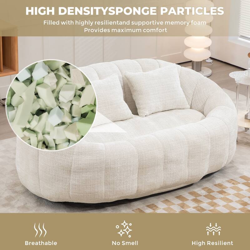 GDFStudio - Laurel Chenille 2-Seater Lazy Sofa with High-Density Foam and Oversized Comfort