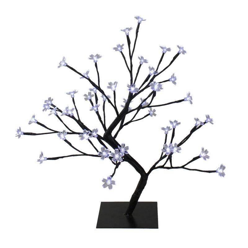 18" Japanese Sakura Blossom Flower Artificial Tree Pure White LED