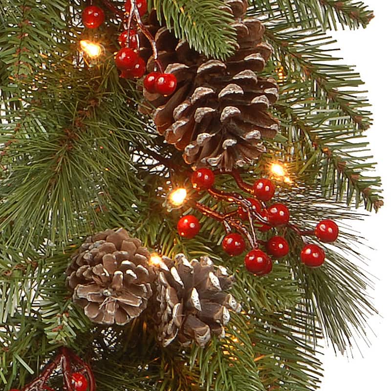 National Tree Company 2 ft. Feel Real Bristle Berry Wreath with Single Candle - 2 ft