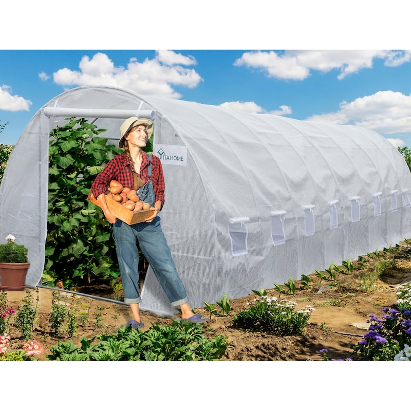 Heavy-duty 26'x10'x7' Greenhouses Large Walk-in Green House Tunnel - 10 X 26