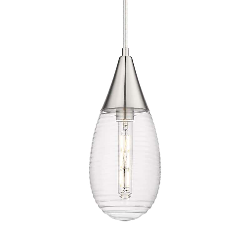 Innovations Lighting 450-1P-15-6 Malone Pendant Malone 6" Wide Mini - Satin Nickel / Striped Clear