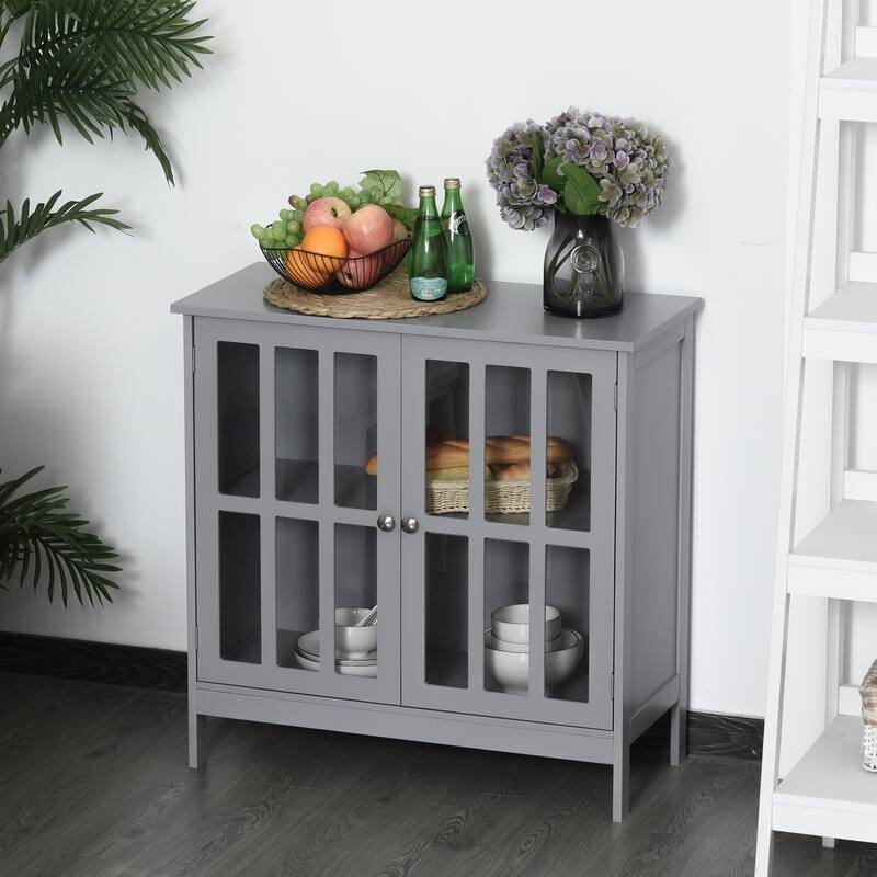 kleankin Sideboard Buffet, Storage Cabinet with 2 Doors, Credenza for Multifunction in Kitchen, Console, Living Room, Gray