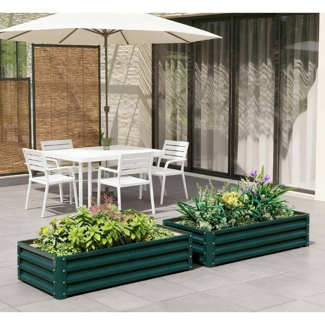 Outdoor Raised Planter Box, Garden Bed with Open Bottom for Vegetables