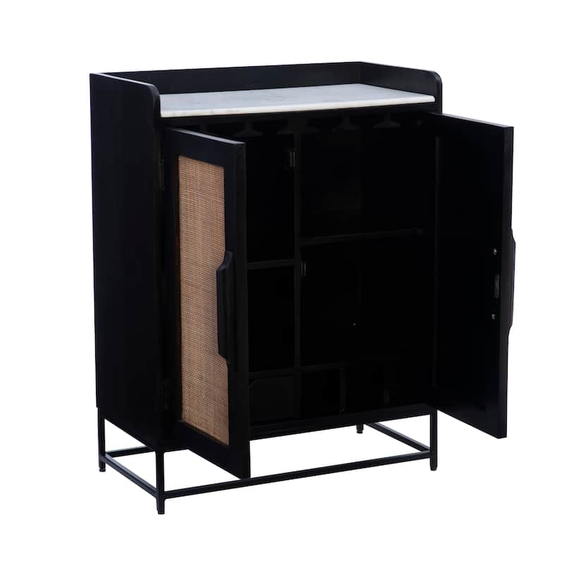 Spence Wooden Bar Cabinet with Marble Top
