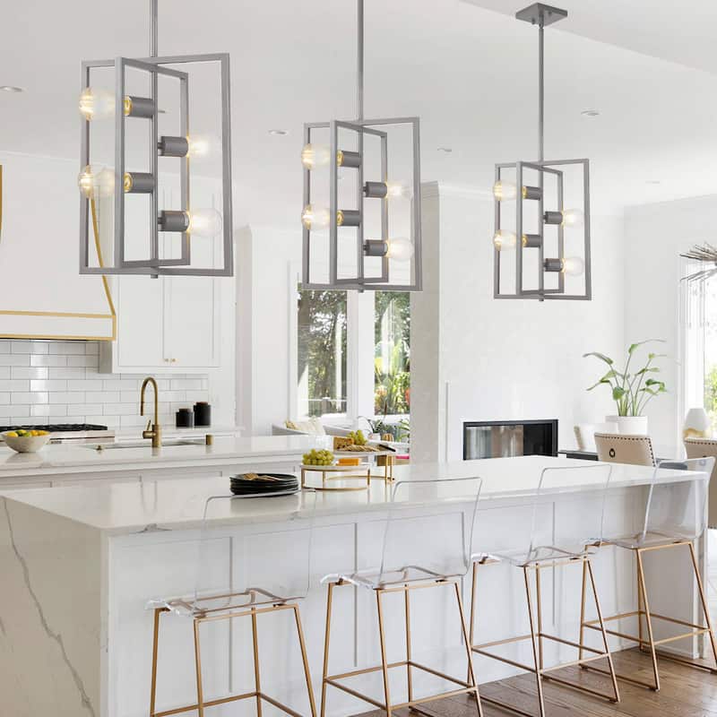 Pendant Light Fixture 4 Lights Candle Chandelier Rustic Industrial Metal Ceiling Light