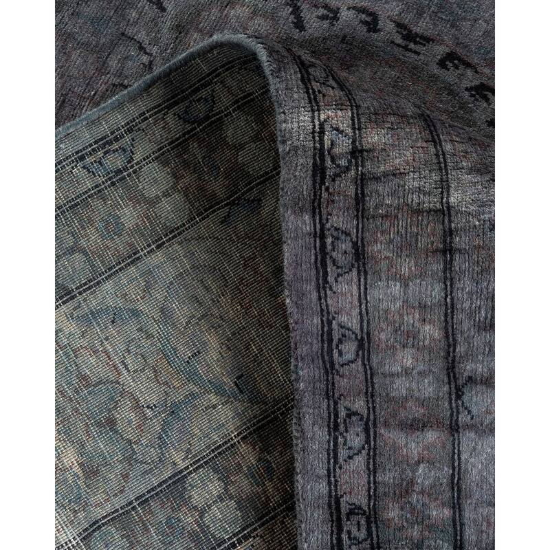 Overton Hand Knotted Wool Vintage Inspired Modern Contemporary Overdyed Gray Area Rug - 4' 1" x 6' 0"