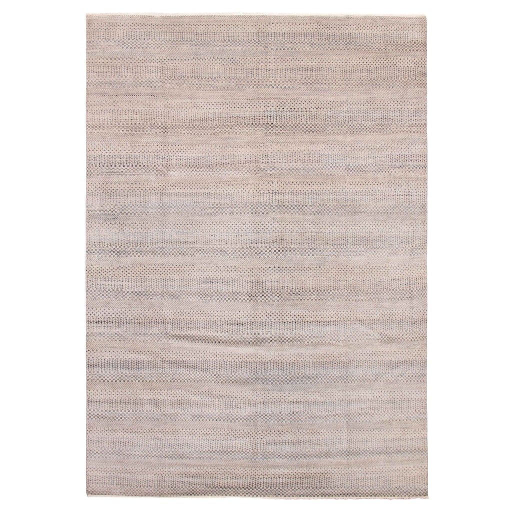 ECARPETGALLERY Hand-knotted Silk Shadow Grey Silk, Wool Rug - 9'9 x 14'2