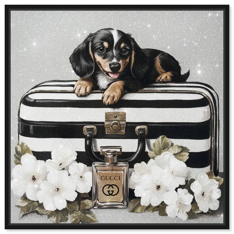 Doxxie Luggage Flowers Canvas by Art Remedy - Black - 12" x 12"