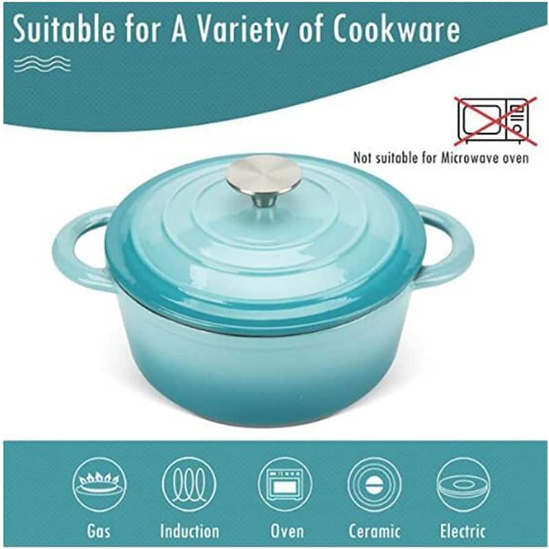 Enameled Cast Iron Dutch Oven with Self Basting Lid Cookware Pot 4.5QT