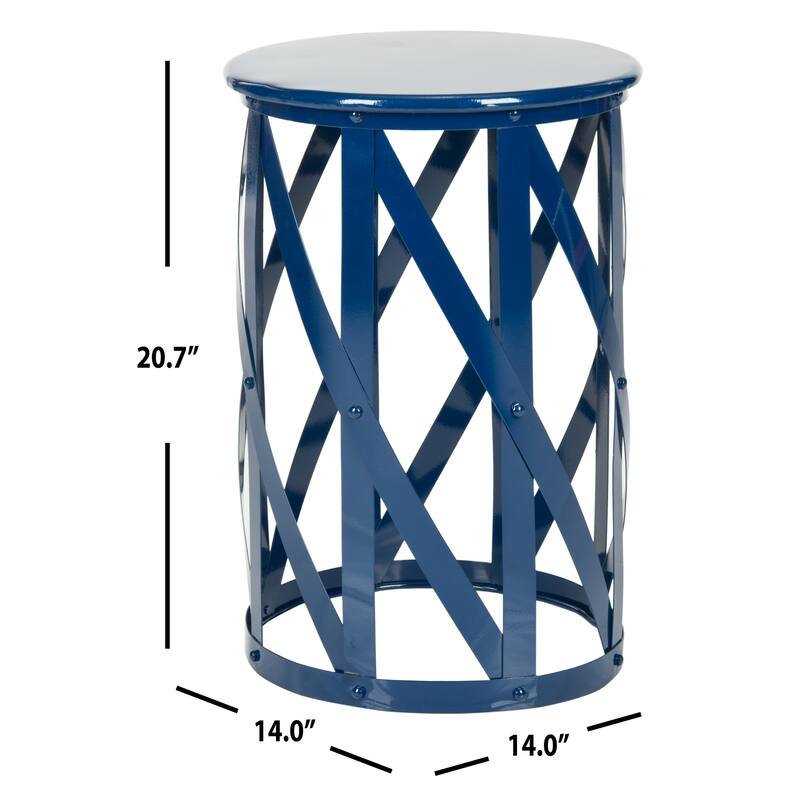 SAFAVIEH Soultana Grey Lattice Iron Stool - 14" x 14" x 20.7" - 14Wx14Dx20H