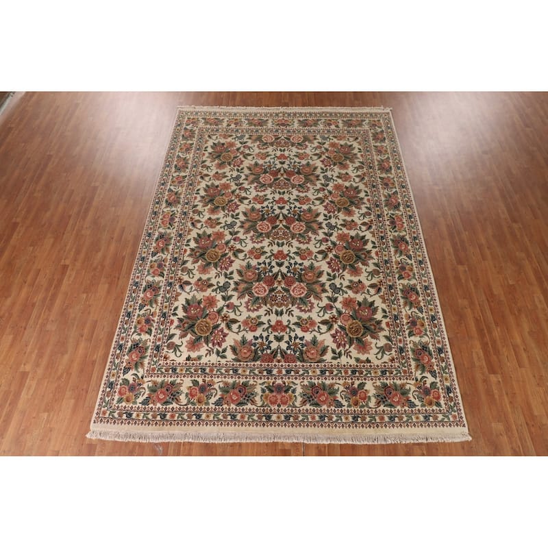 All-Over Floral Aubusson Chinese Area Rug Handmade Wool Carpet - 8'9"x 12'3"
