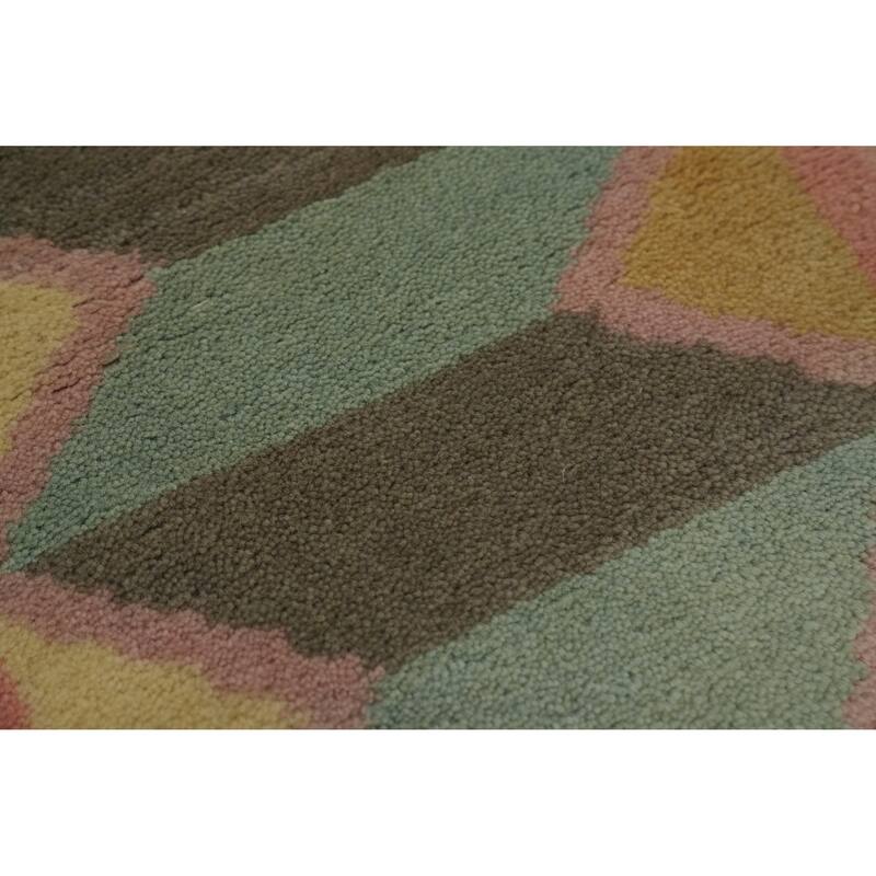 Hand-knotted Tribal Wool Yellow Geometric Oriental Area Rug - 8' 10'' X 5' 10''