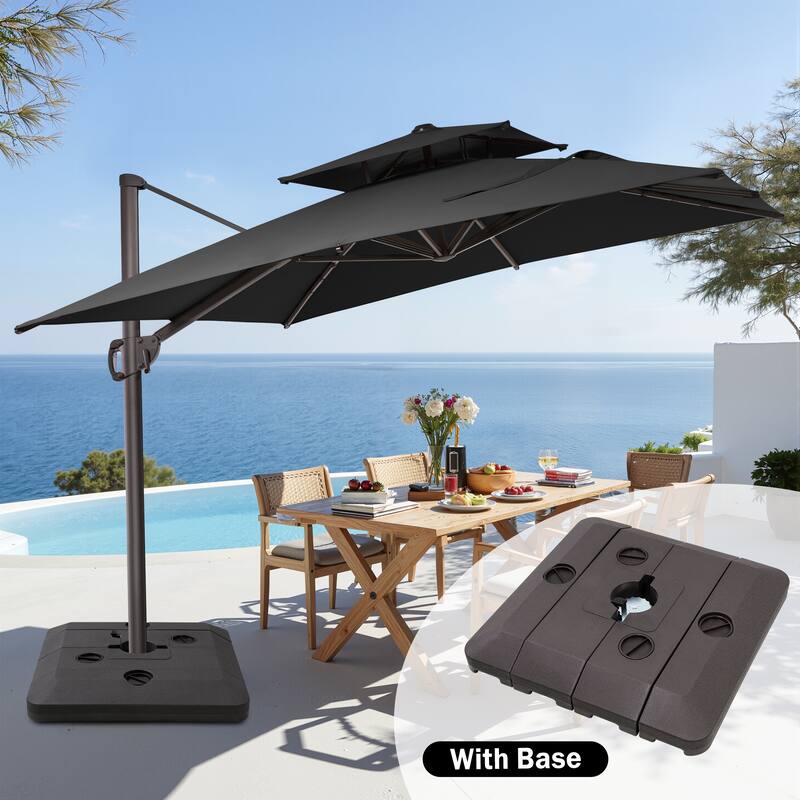11 x 9 ft Patio Cantilever Offset Umbrella with Base Stand