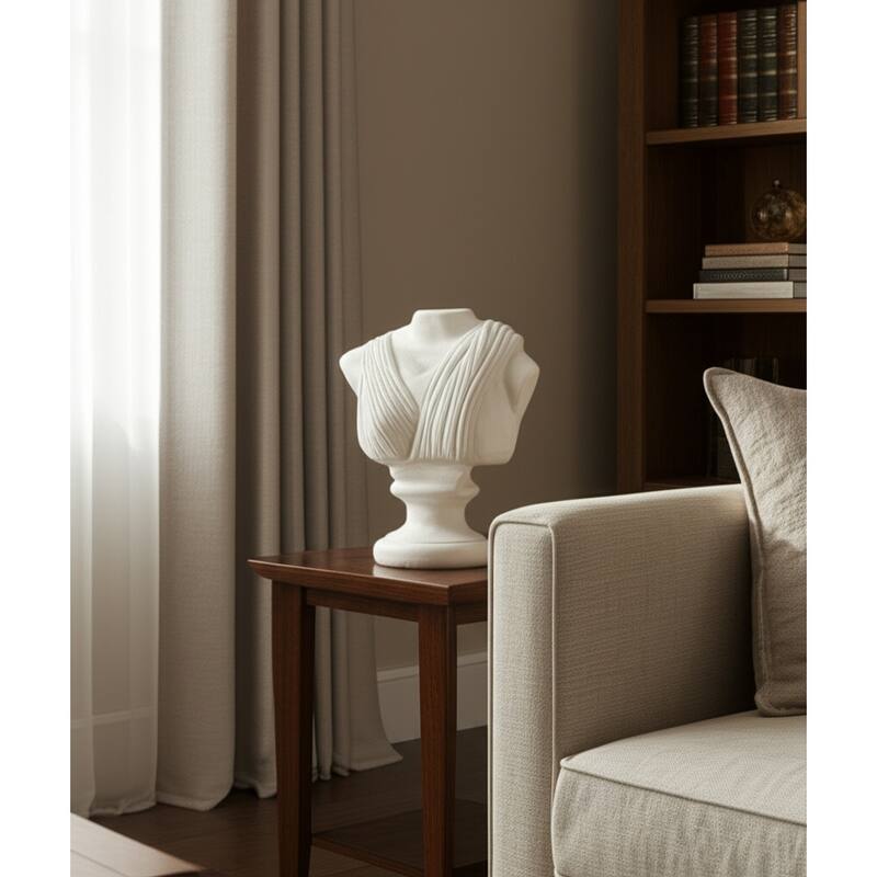 Paper Wood Sculpture Bust Draped Classical Body Form - 16" Ivory - 14.5" x 7.75" x 16"