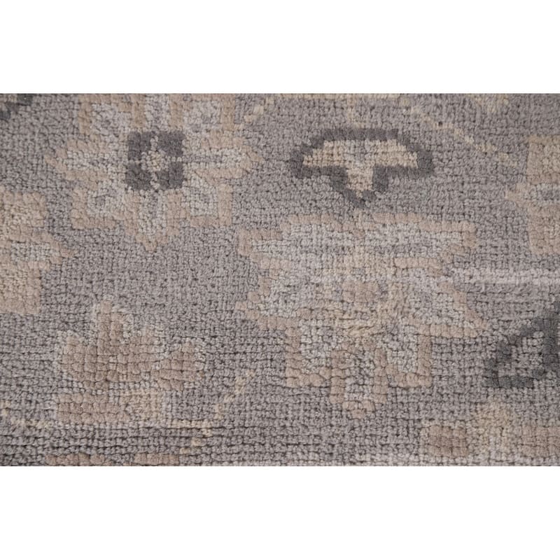 Geometric Oushak Area Rug Handmade Wool Carpet - 8'10"x 11'11"