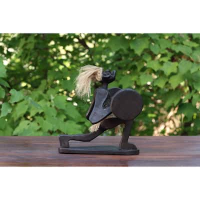 Handmade Wooden Primitive Tribal Statue Weightlifting Clean & Jerk Sculpture Tiki Bar Unique Gift Decorative Figurine Hand