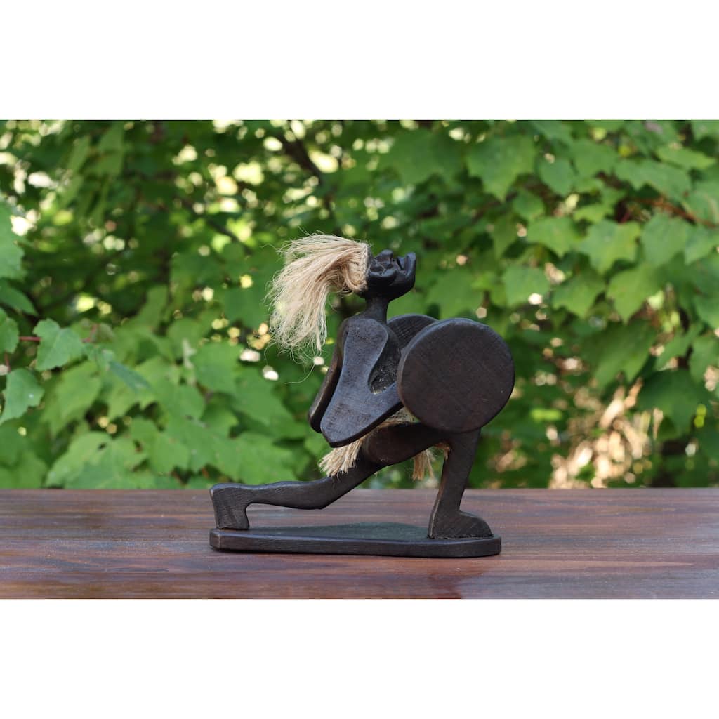 Handmade Wooden Primitive Tribal Statue Weightlifting Clean & Jerk Sculpture Tiki Bar Unique Gift Decorative Figurine Hand