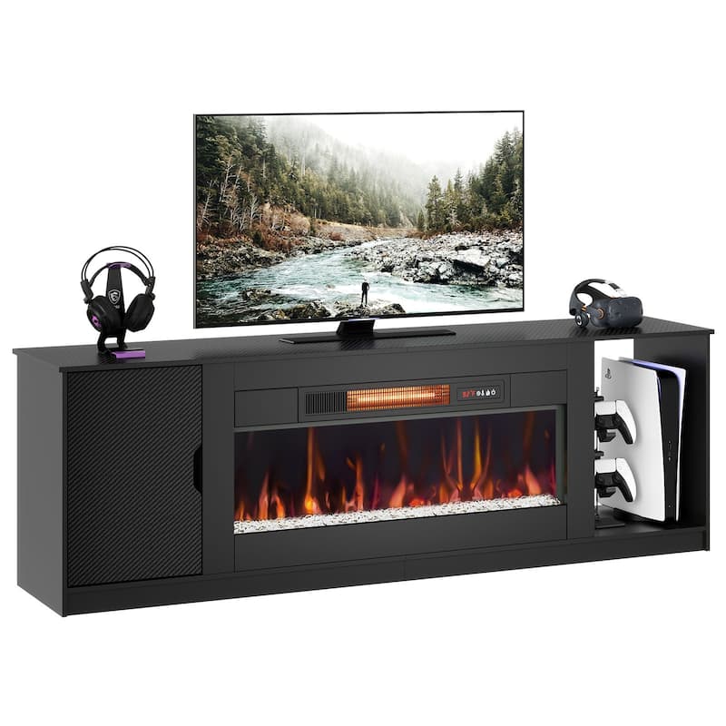 Bestier 70" TV Stand with 36" Electric Fireplace, Modern Led Electirc Fireplace TV Stand fits TV up to 80" with Storage Cabinet