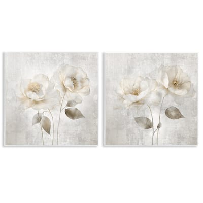 Stupell Soft Chic Roses Wall Plaque Art Design By Irene Weisz (Set of 2)